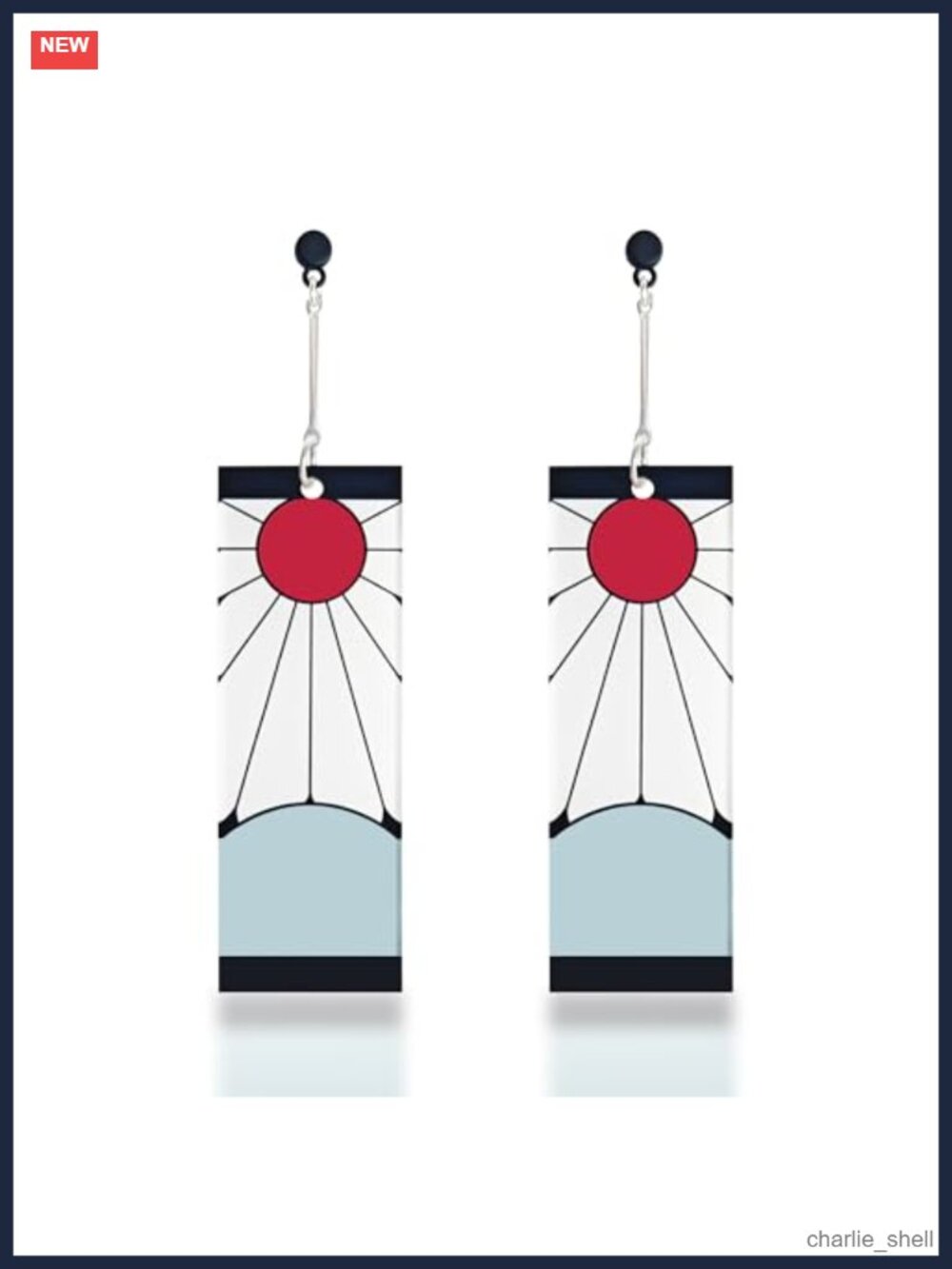 Anime Cosplay Tanjiro Acrylic Dangle Earrings 925 Sterling Silver & Gold Plated